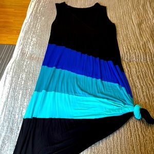 Point Zero asymmetrical striped maxi dress